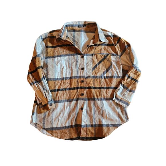 EUC Shein Curve Plaid Shacket Womens Button Down Top Plus Size 0XL (613) - Picture 1 of 6